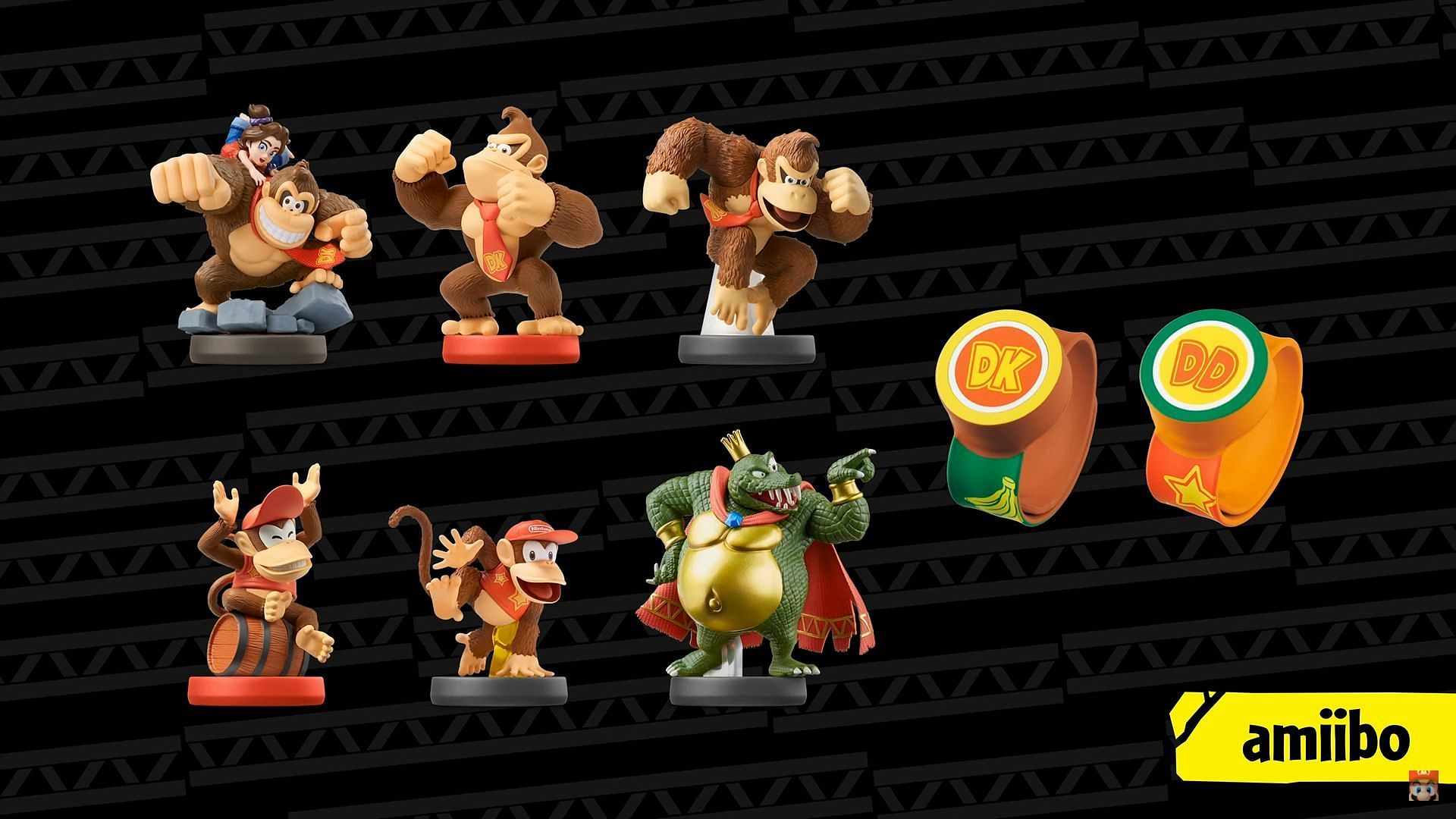 Different amiibos in Donkey Kong Bananza (Image via Nintendo)